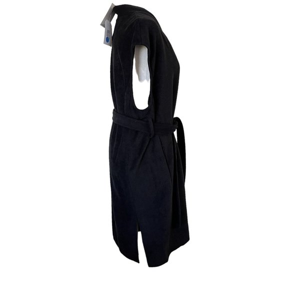OAT Long Vest Womens Size XS Black Belted Side Slits NEW - Picture 5 of 9